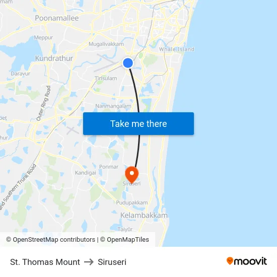 St. Thomas Mount to Siruseri map