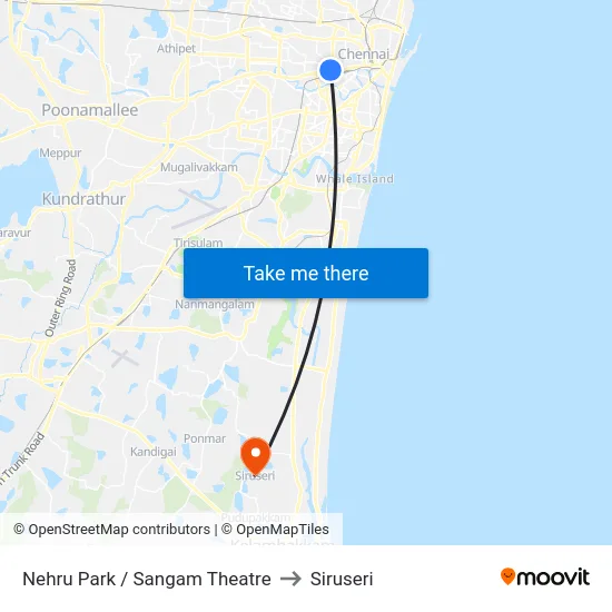 Nehru Park / Sangam Theatre to Siruseri map