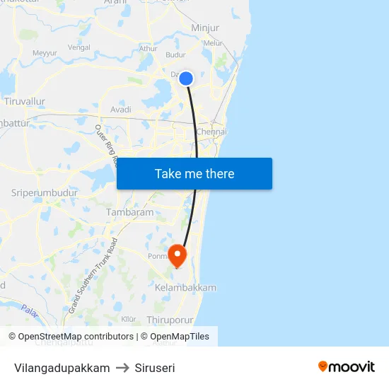 Vilangadupakkam to Siruseri map