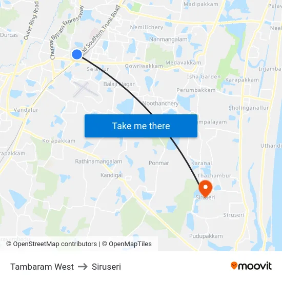Tambaram West to Siruseri map