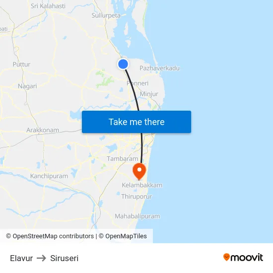 Elavur to Siruseri map