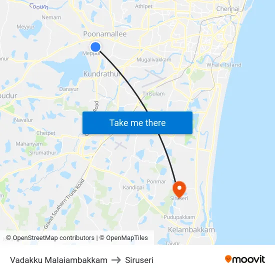 Vadakku Malaiambakkam to Siruseri map
