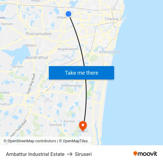 Ambattur Industrial Estate to Siruseri map