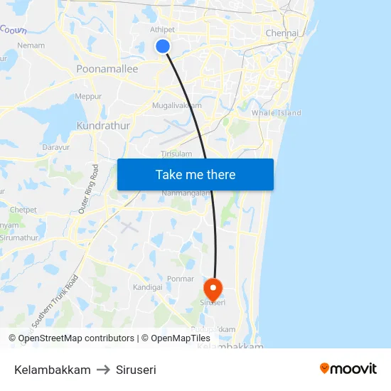 Kelambakkam to Siruseri map