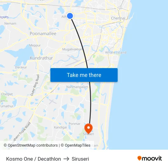 Kosmo One / Decathlon to Siruseri map