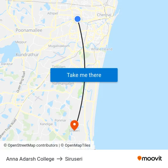 Anna Adarsh College to Siruseri map