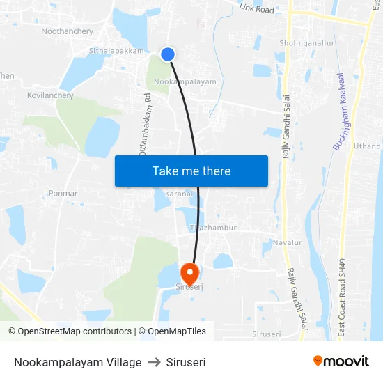 Nookampalayam Village to Siruseri map