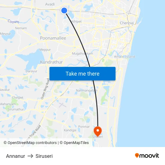 Annanur to Siruseri map