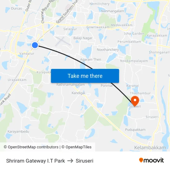 Shriram Gateway I.T Park to Siruseri map