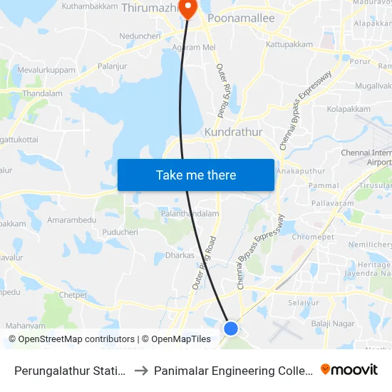 Perungalathur Station to Panimalar Engineering College map