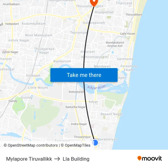 Mylapore Tiruvallikk to Lla Building map