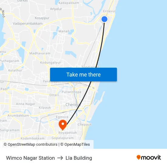 Wimco Nagar Station to Lla Building map