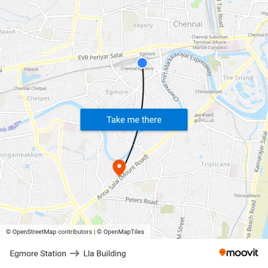 Egmore Station to Lla Building map