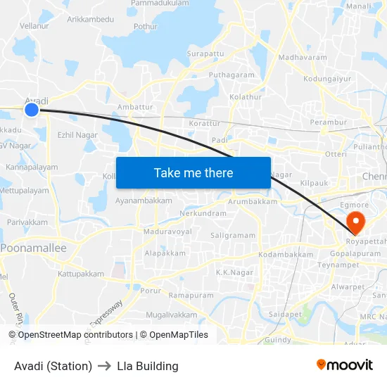 Avadi (Station) to एलला बिल्डिंग map