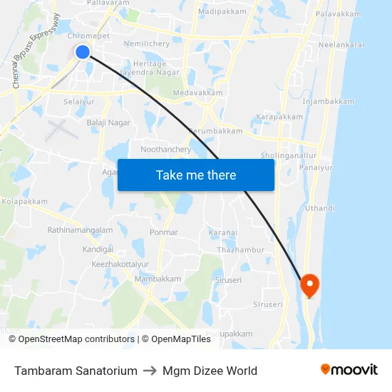 Tambaram Sanatorium to Mgm Dizee World map