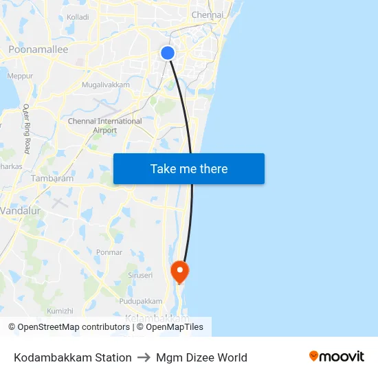 Kodambakkam Station to Mgm Dizee World map