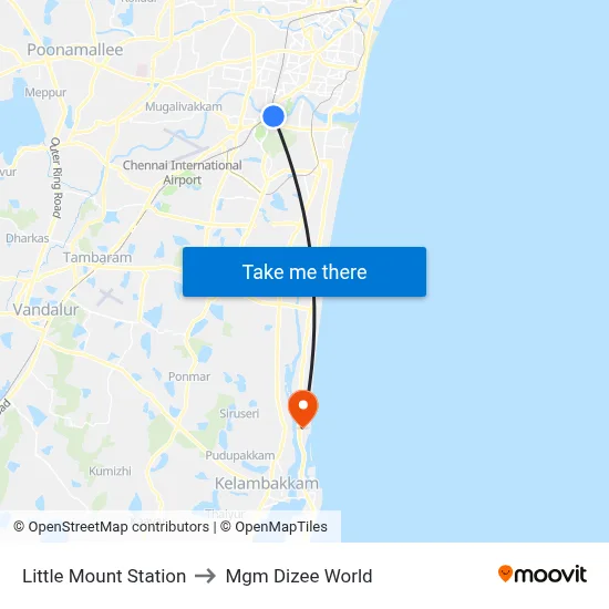 Little Mount Station to Mgm Dizee World map