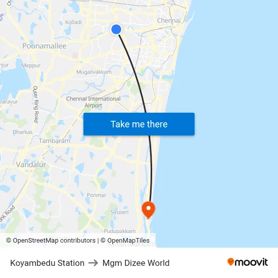 Koyambedu Station to Mgm Dizee World map