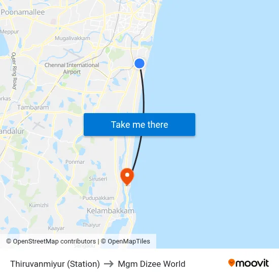 Thiruvanmiyur (Station) to Mgm Dizee World map