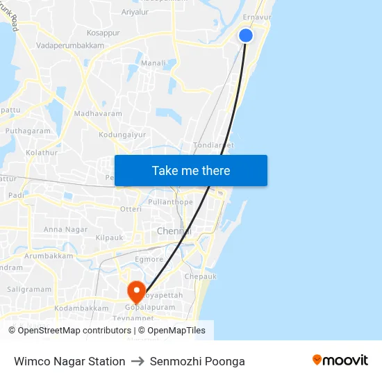 Wimco Nagar Station to Senmozhi Poonga map