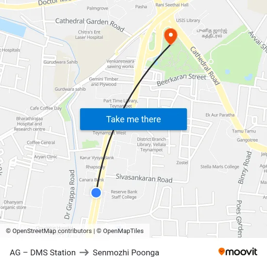 AG – DMS Station to Senmozhi Poonga map