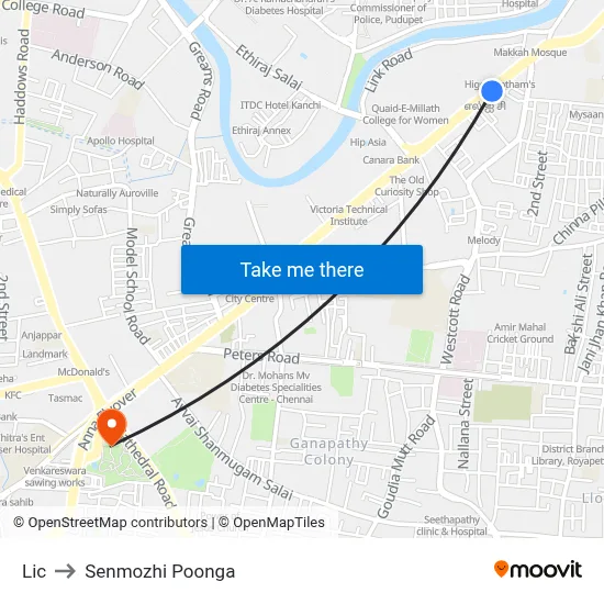 Lic to Senmozhi Poonga map