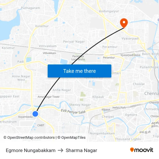 Egmore Nungabakkam to Sharma Nagar map