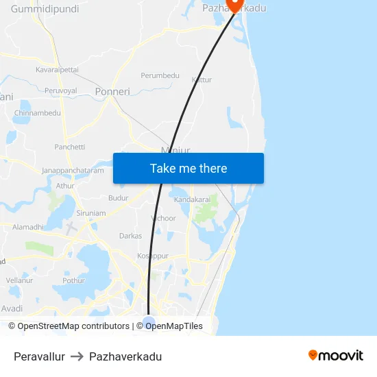 Peravallur to Pazhaverkadu map