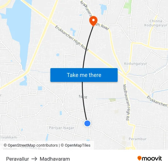 Peravallur to Madhavaram map