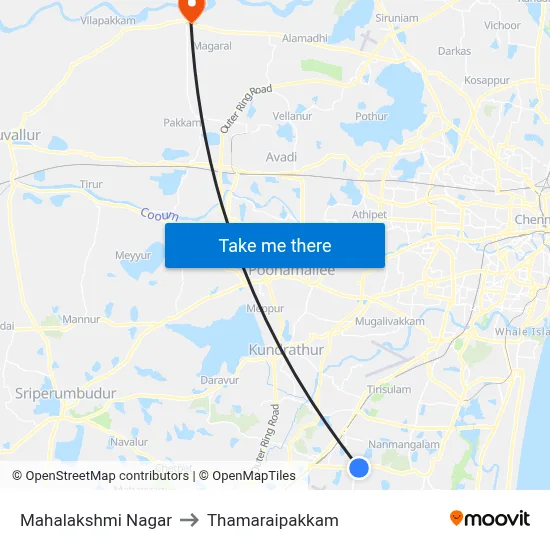 Mahalakshmi Nagar to Thamaraipakkam map