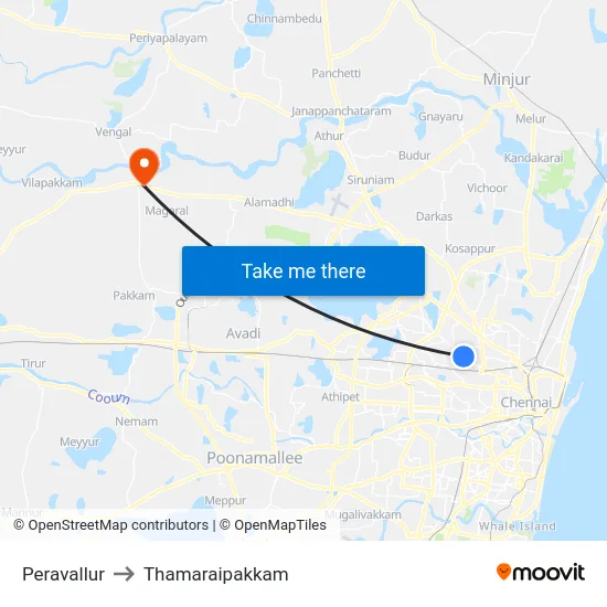 Peravallur to Thamaraipakkam map