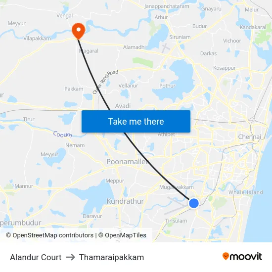 Alandur Court to Thamaraipakkam map
