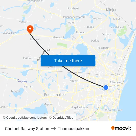 Chetpet Railway Station to Thamaraipakkam map