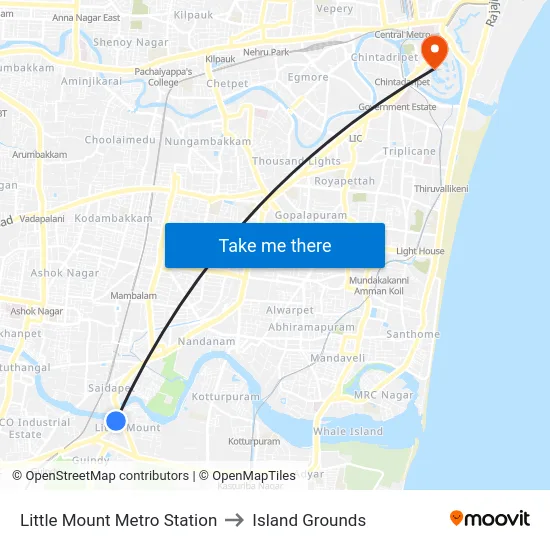 Little Mount Metro Station to Island Grounds map