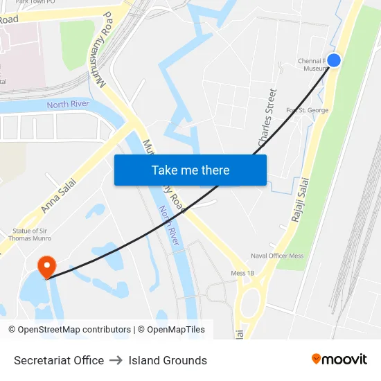 Secretariat Office to Island Grounds map