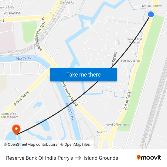 Reserve Bank Of India Parry's to Island Grounds map