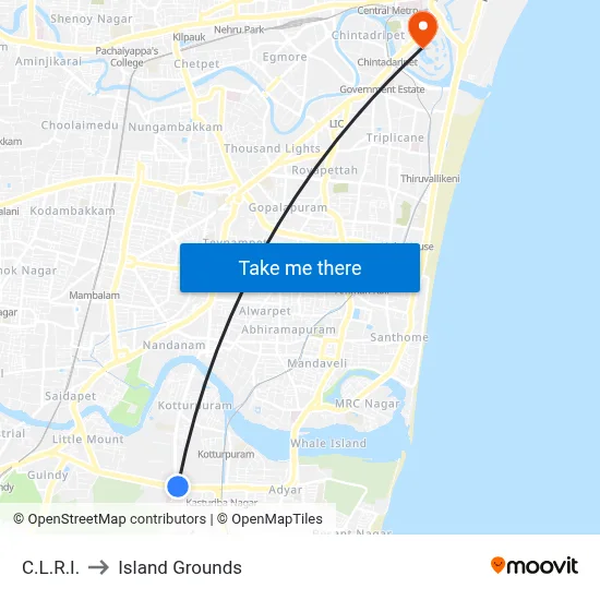 C.L.R.I. to Island Grounds map