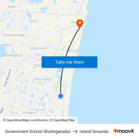 Government School Sholinganallur to Island Grounds map
