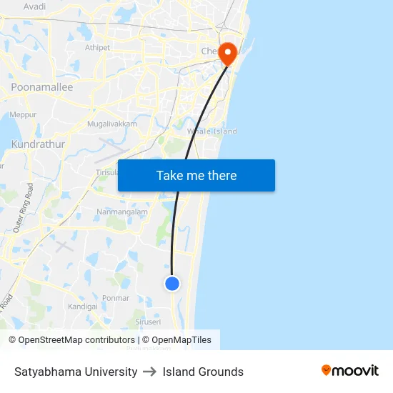Satyabhama University to Island Grounds map