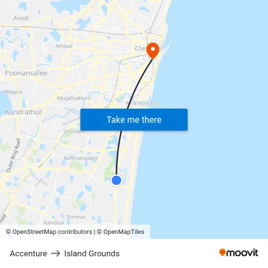 Accenture to Island Grounds map