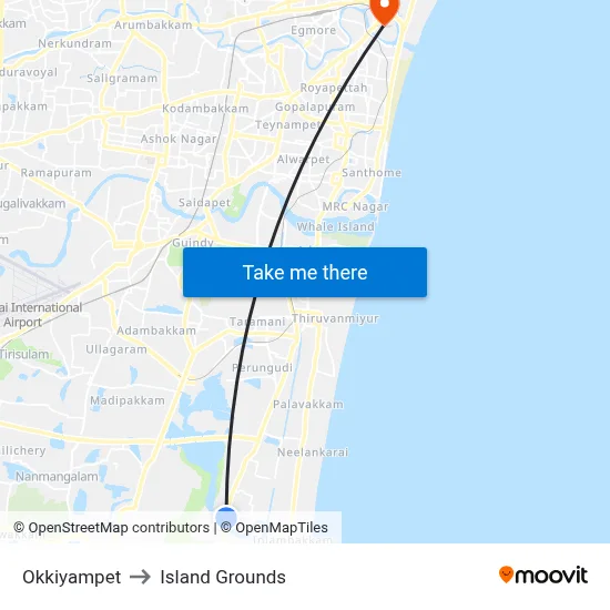 Okkiyampet to Island Grounds map