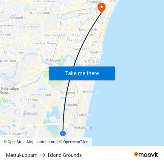 Mettukuppam to Island Grounds map