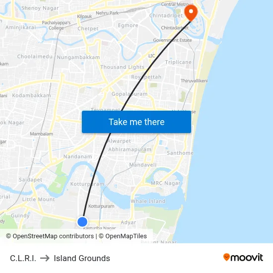C.L.R.I. to Island Grounds map