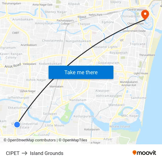 CIPET to Island Grounds map