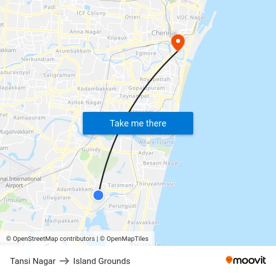 Tansi Nagar to Island Grounds map