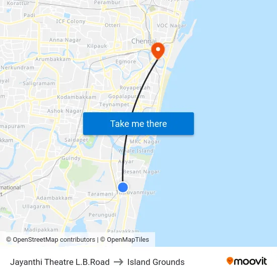 Jayanthi Theatre L.B.Road to Island Grounds map