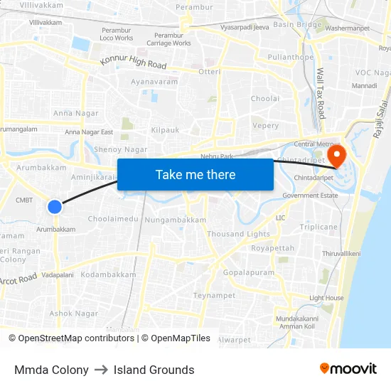 Mmda Colony to Island Grounds map
