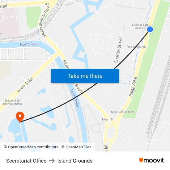Secretariat Office to Island Grounds map