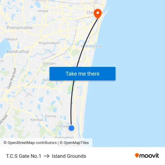 T.C.S Gate No.1 to Island Grounds map
