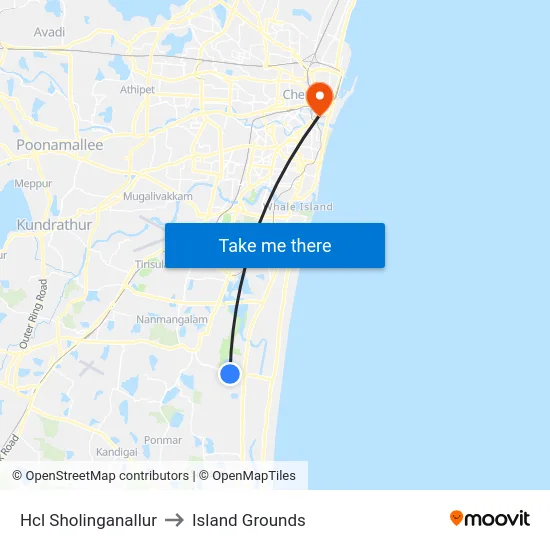 Hcl Sholinganallur to Island Grounds map